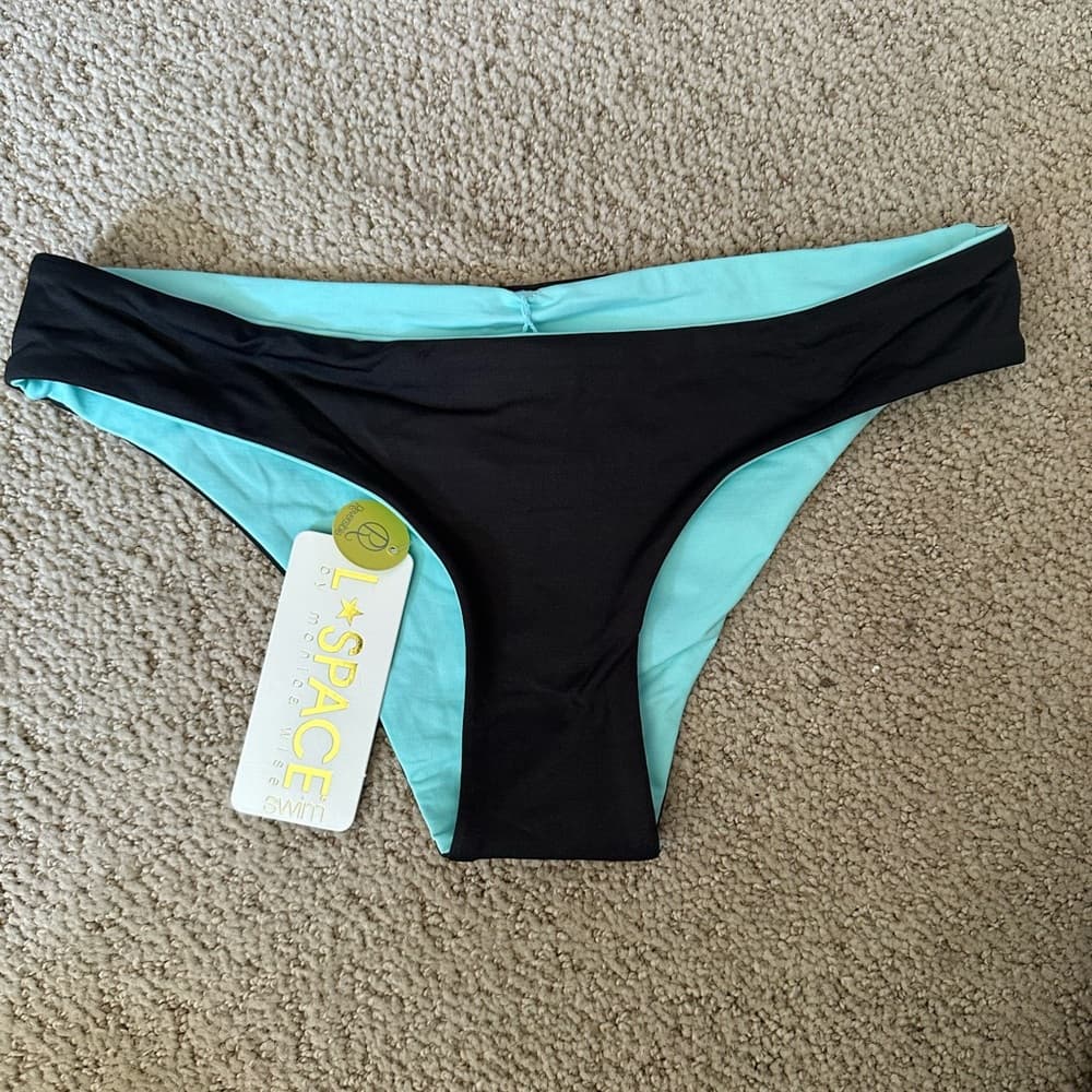NWT L*Space reversible bikini bottoms teal charcoal
