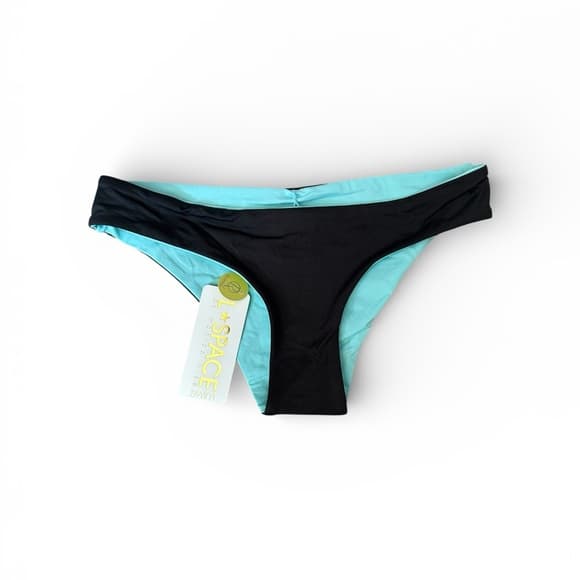 NWT L*Space reversible bikini bottoms teal charcoal - Thumbnail 6