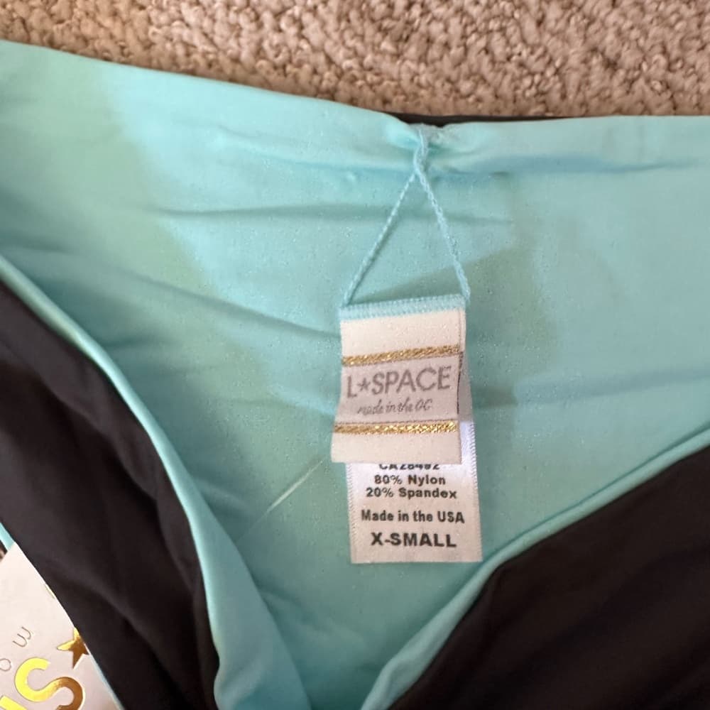 NWT L*Space reversible bikini bottoms teal charcoal - Thumbnail 2