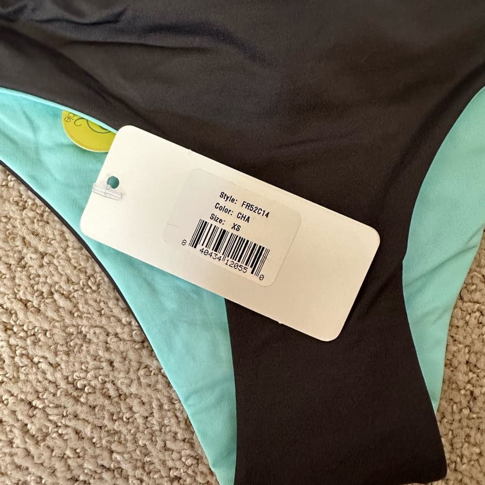 NWT L*Space reversible bikini bottoms teal charcoal - Thumbnail 3