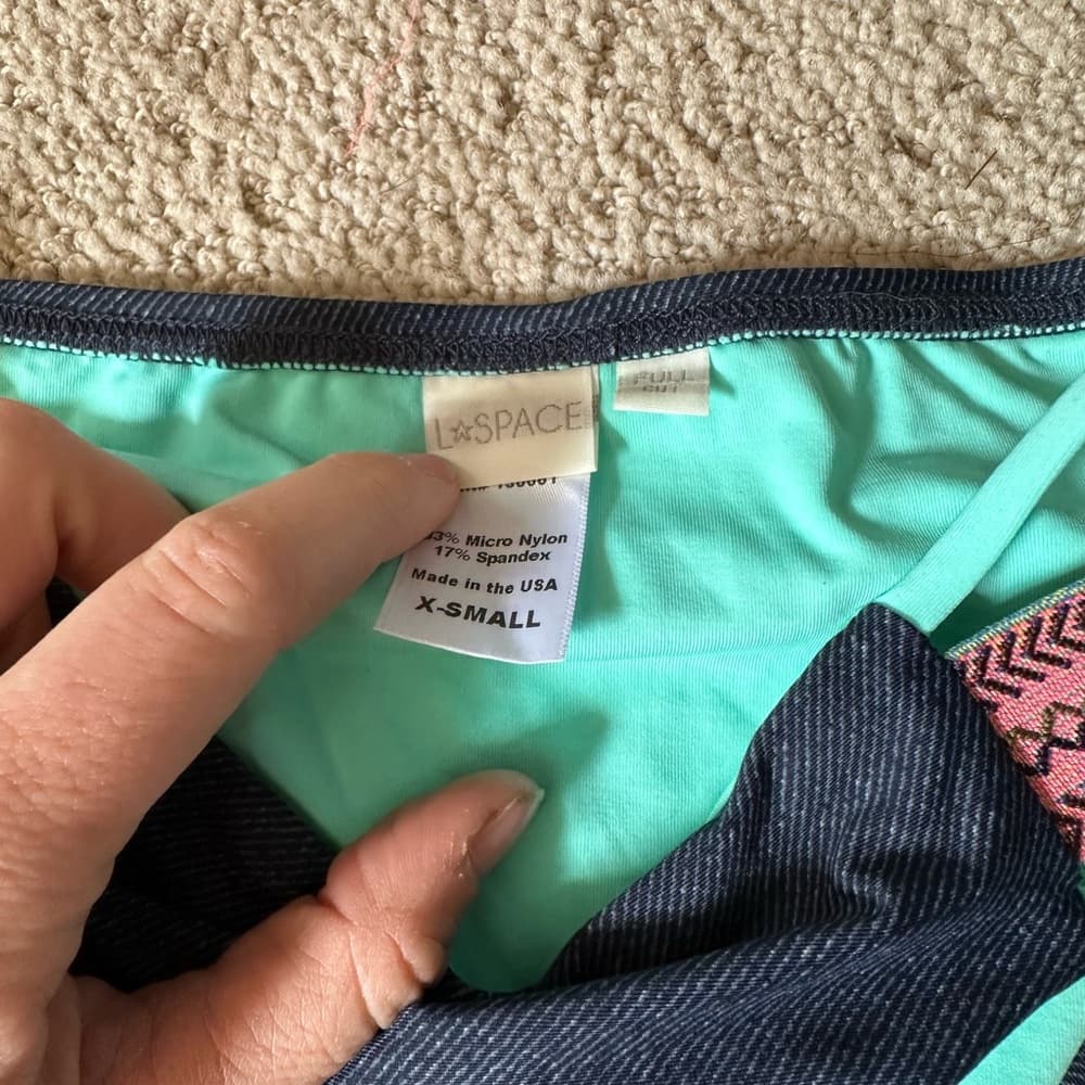 NWOT L*Space Indian Summer bikini bottoms faux denim - Thumbnail 2