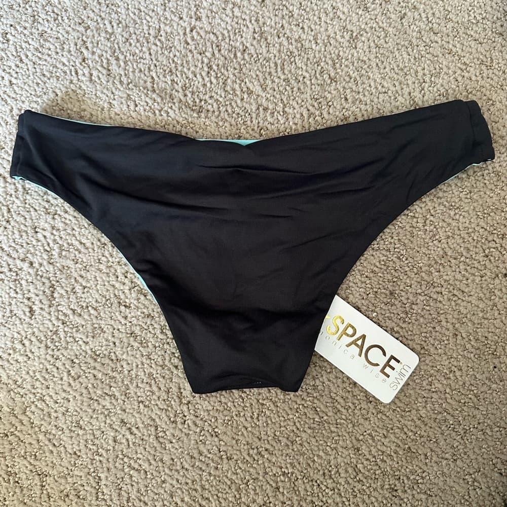 NWT L*Space reversible bikini bottoms teal charcoal - Thumbnail 4
