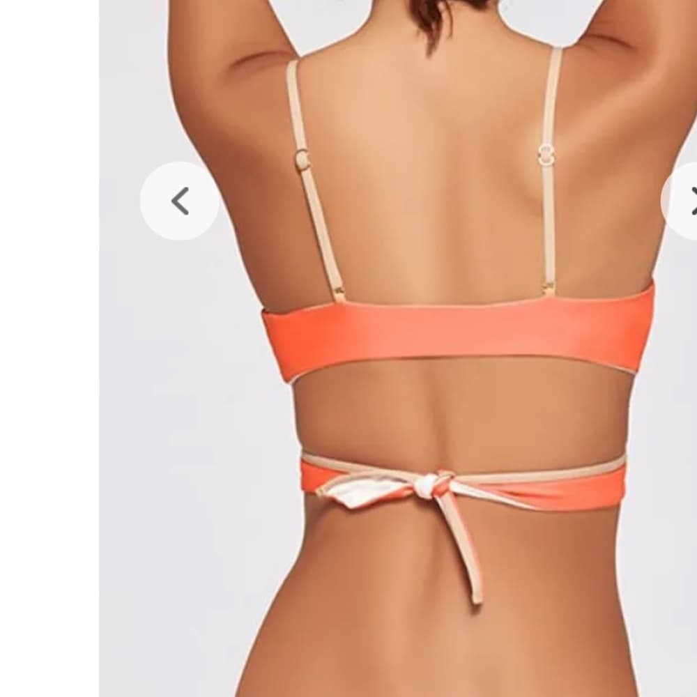 NWOT L*Space Chloe piped wrap bikini top sorbet small - Thumbnail 2