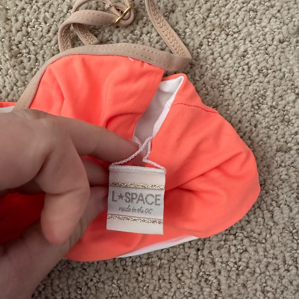 NWOT L*Space Chloe piped wrap bikini top sorbet small - Thumbnail 4