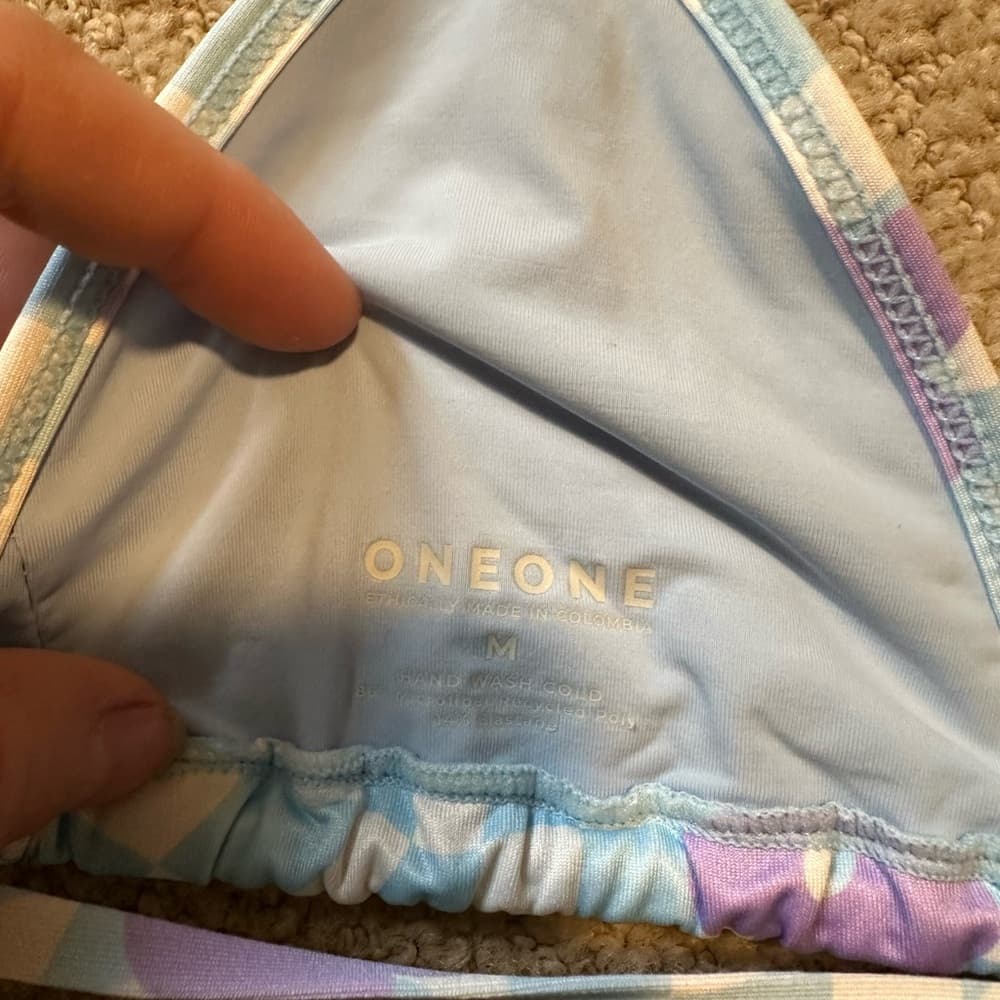 OneOne retro floral checker bikini top blue purple - Thumbnail 3