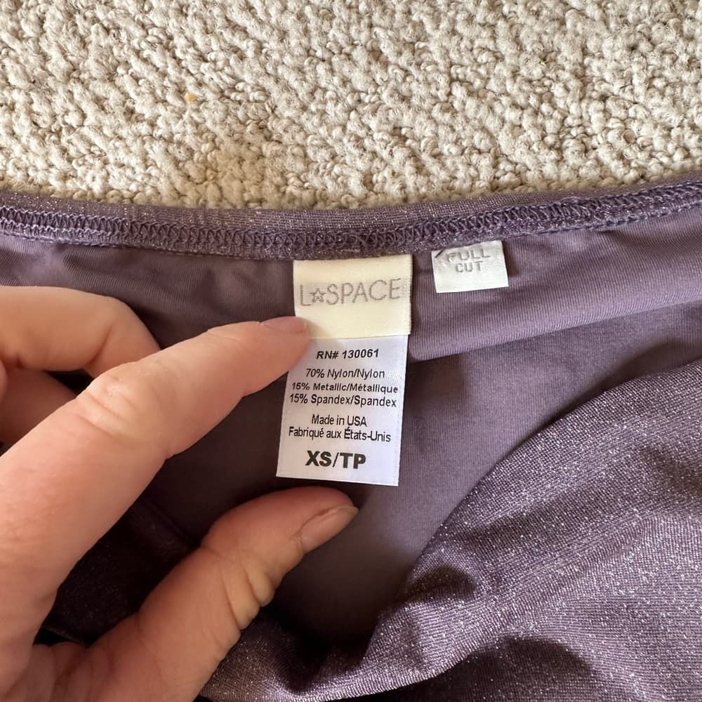 NWOT L*Space Kennedy bikini bottoms metallic purple - Thumbnail 2