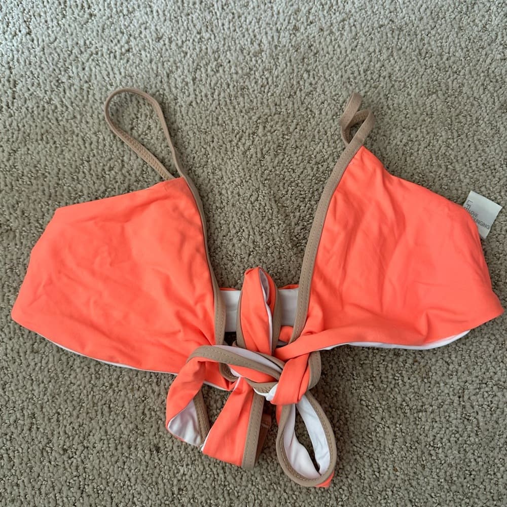 NWOT L*Space Chloe piped wrap bikini top sorbet small - Thumbnail 3