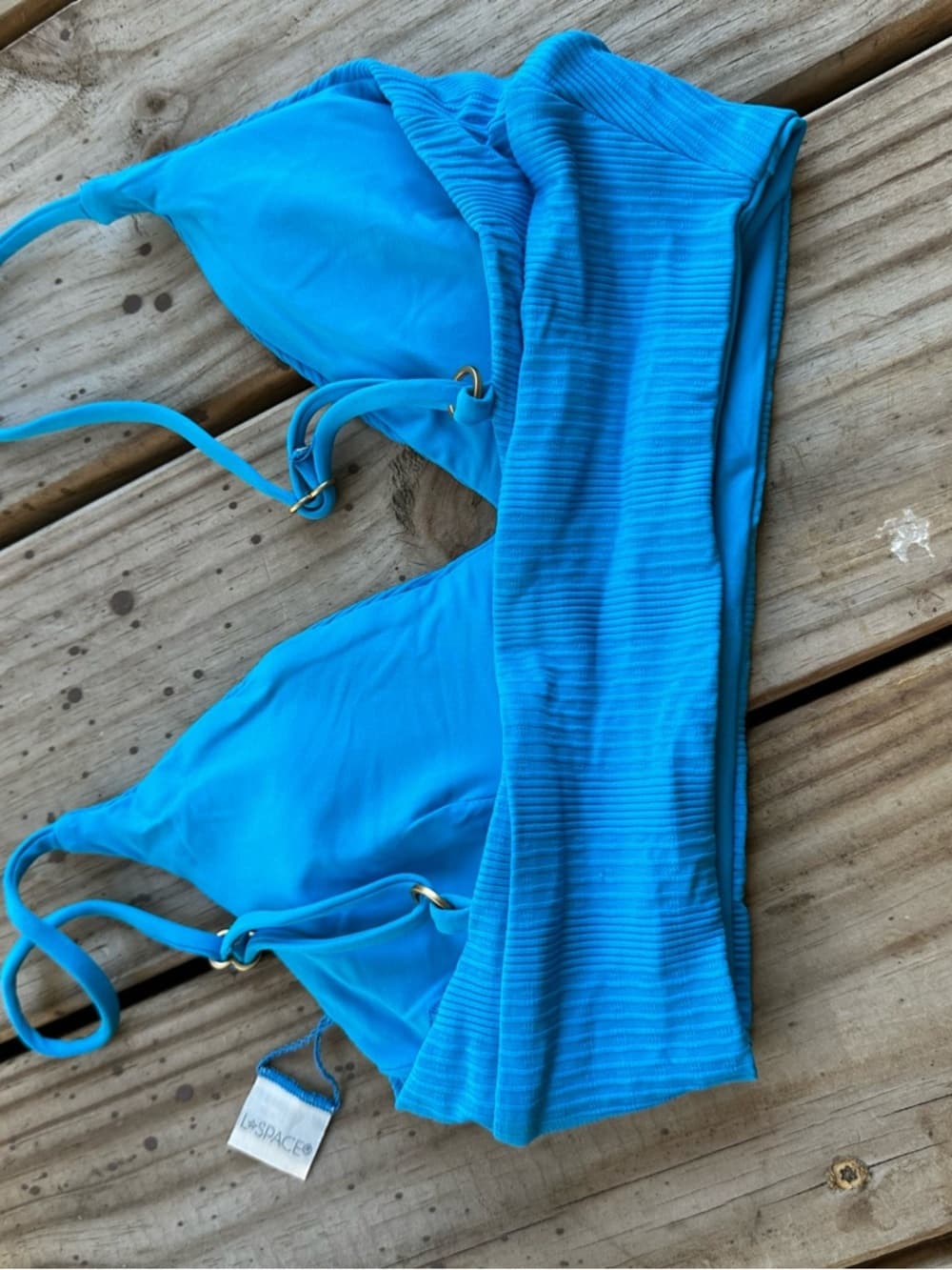 NWOT L*Space Winnie ribbed bikini top Electric Blue - Thumbnail 3