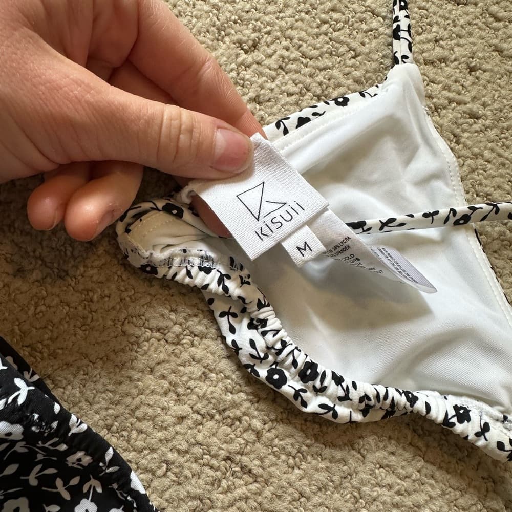 Kisuii bikini set floral black white
