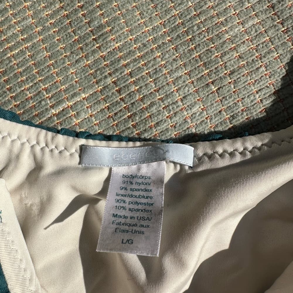 NWT Eberjey Margarita ruffle bikini top palm green large - Thumbnail 2