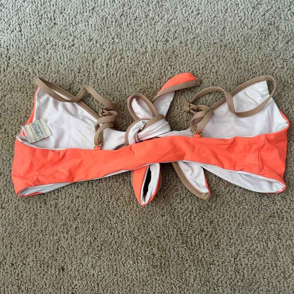 NWOT L*Space Chloe piped wrap bikini top sorbet small - Thumbnail 5