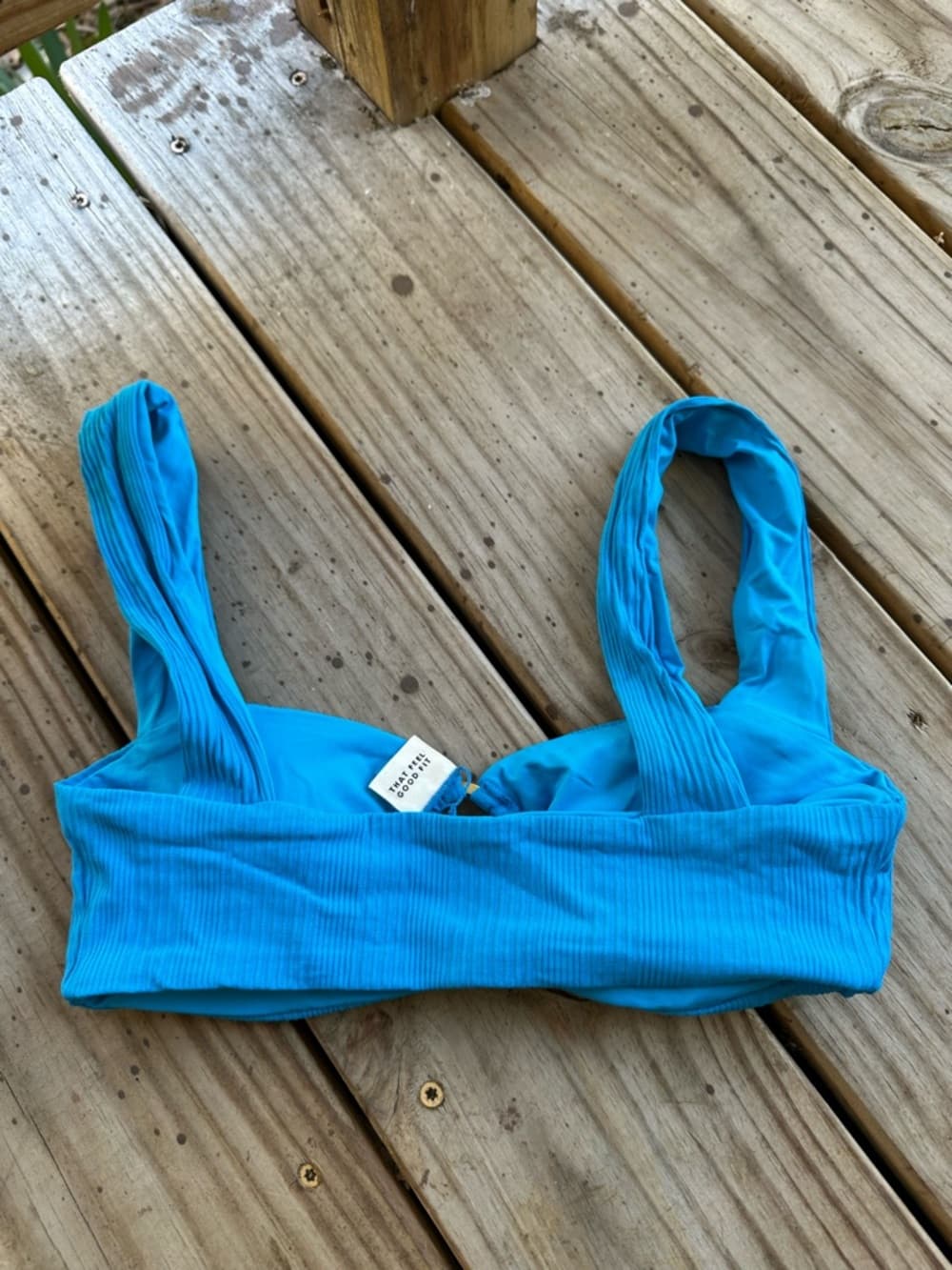 NWOT L*Space willow ribbed bikini top electric blue - Thumbnail 2