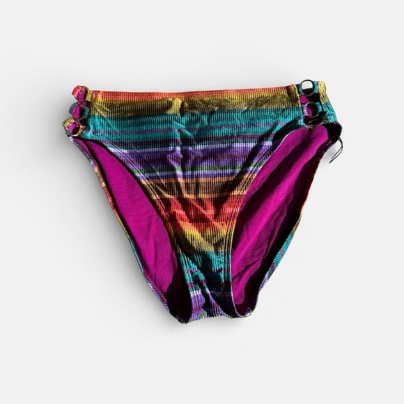 NWT Robin Piccone "Ines" Stripe High Waist Bikini Bottom - Thumbnail 7