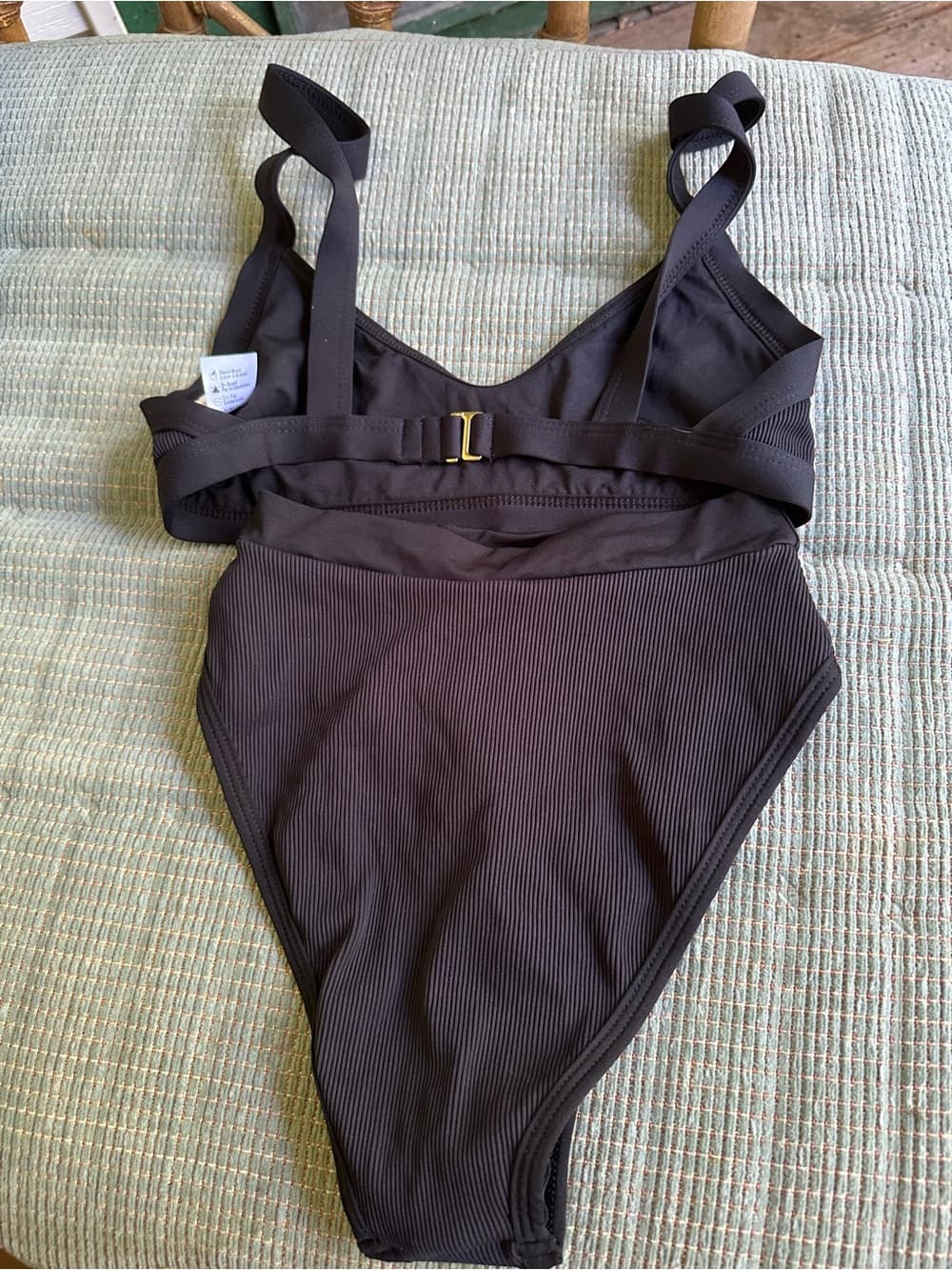NWOT L*Space Gemma Frenchi bikini set black ribbed extra small - Thumbnail 3