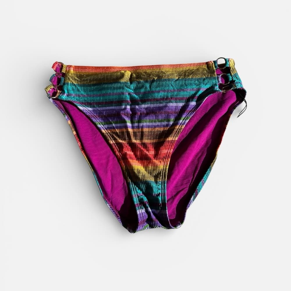NWT Robin Piccone "Ines" Stripe High Waist Bikini Bottom - Thumbnail 6