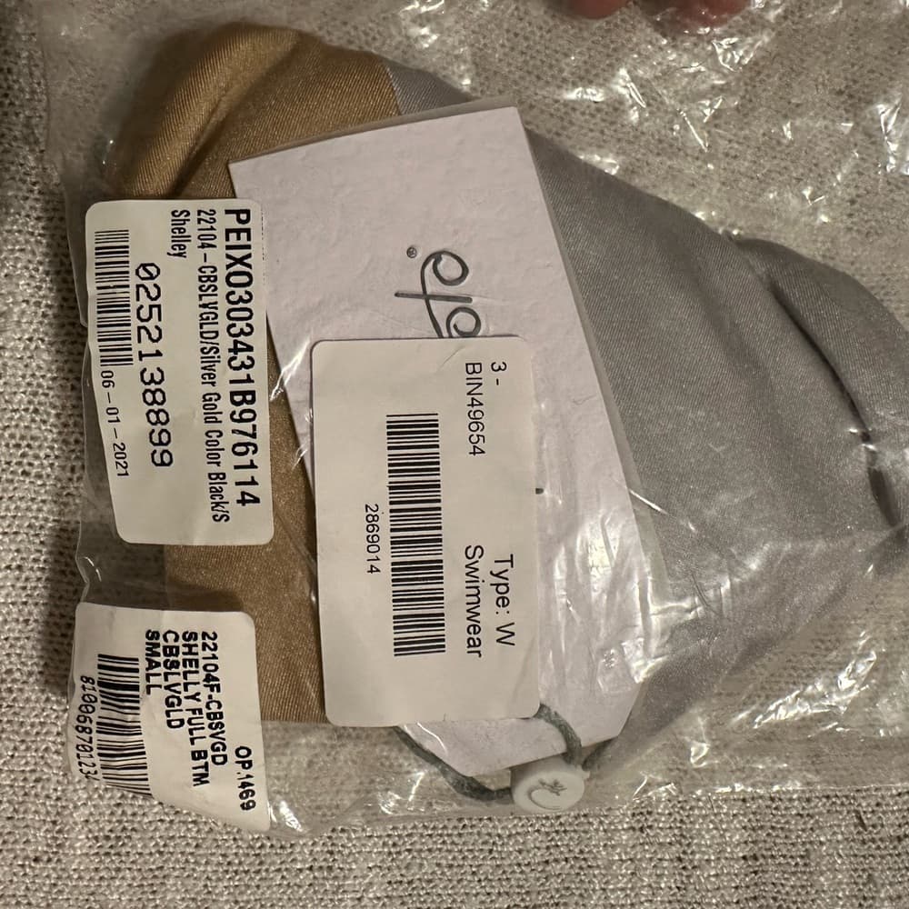 NWT Peixoto Shelley bikini bottoms gold silver