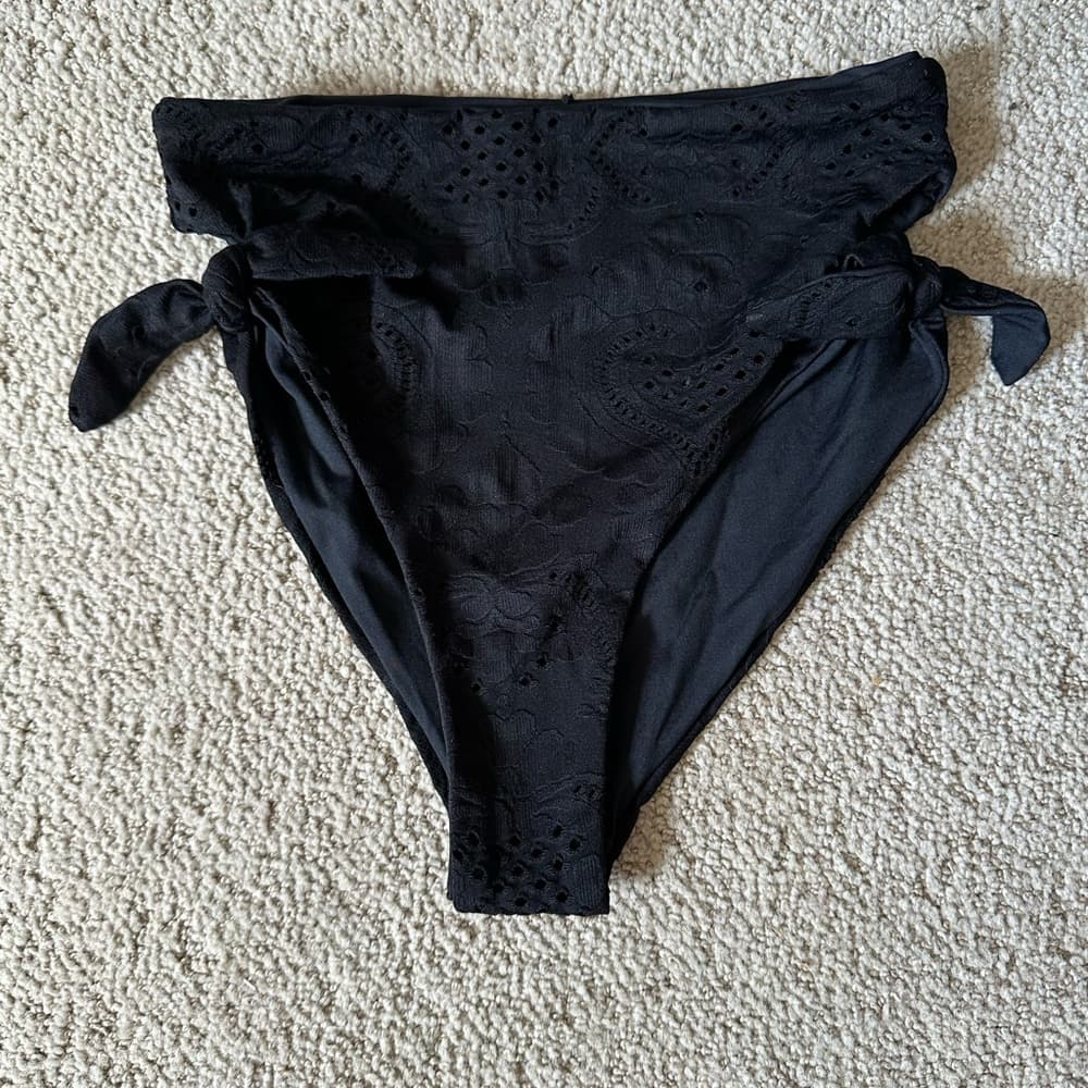 NWOT L*space Bummin eyelet high waist bikini bottoms black