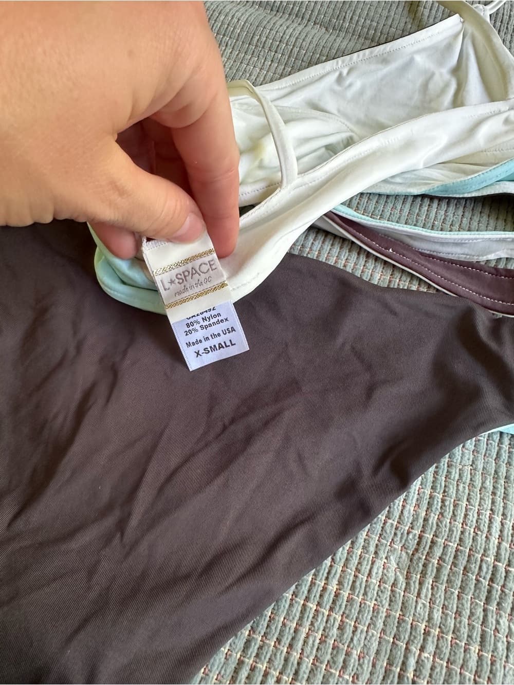 NWOT L*Space Chloe Low Down bikini set sea glass grey white - Thumbnail 4