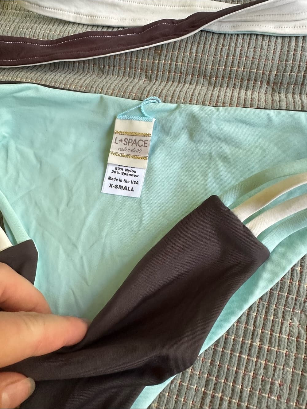 NWOT L*Space Chloe Low Down bikini set sea glass grey white - Thumbnail 2