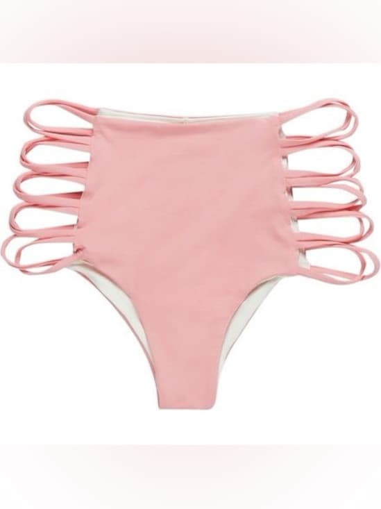 NWOT L*Space Tripp high waist strappy bikini bottoms pink - Thumbnail 6