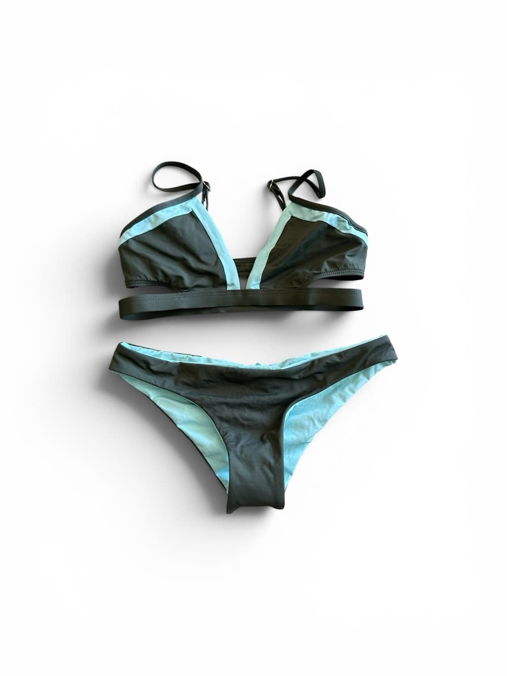 NWOT L*Space Bitsy colorblock bikini set green extra small - Thumbnail 5