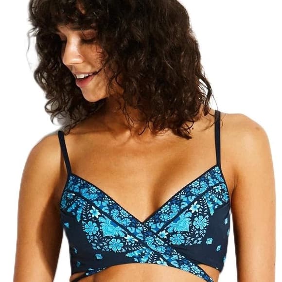NWOT Seafolly Border wrap front booster bikini top - Thumbnail 5