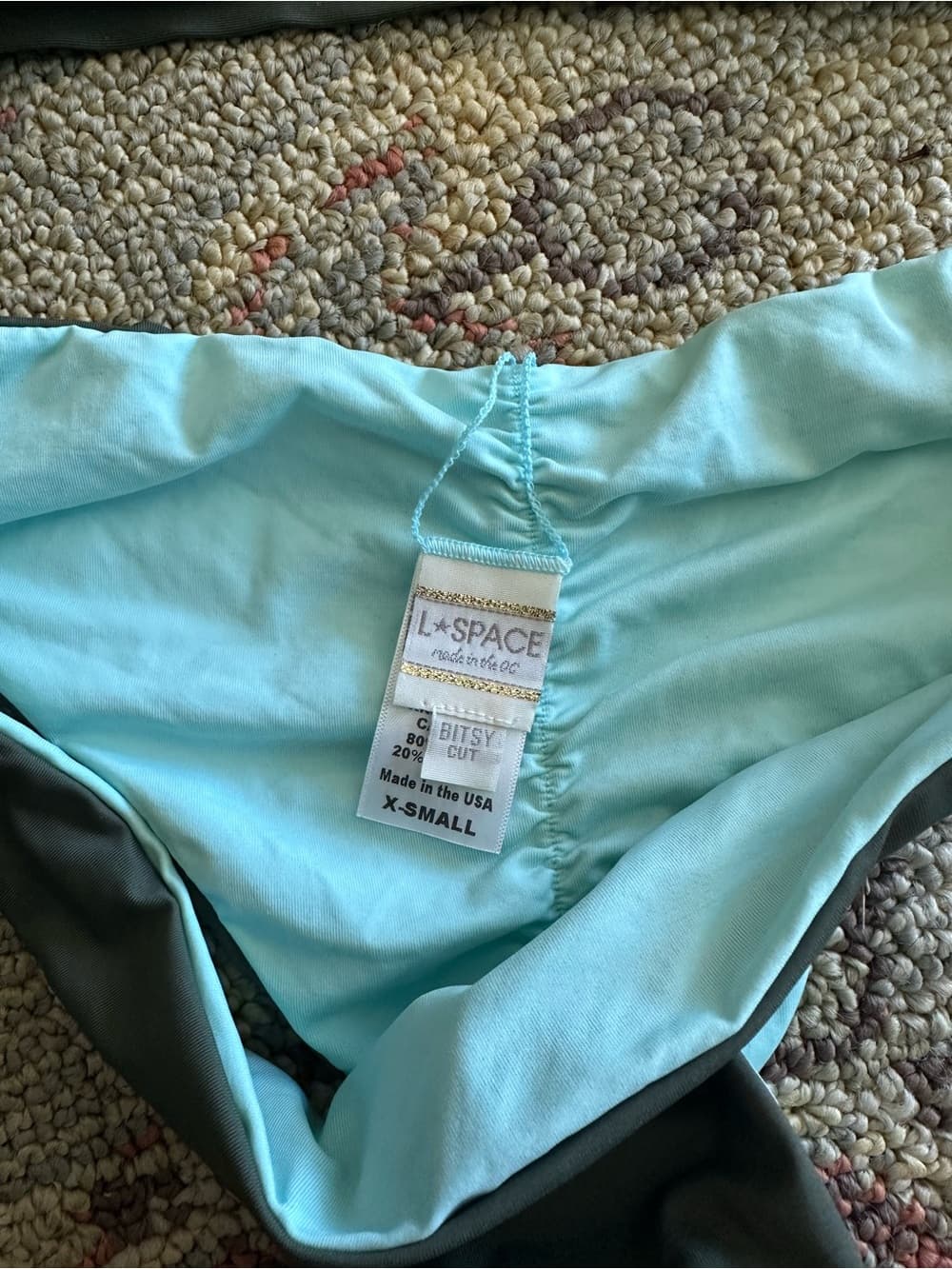 NWOT L*Space Bitsy colorblock bikini set green extra small - Thumbnail 2