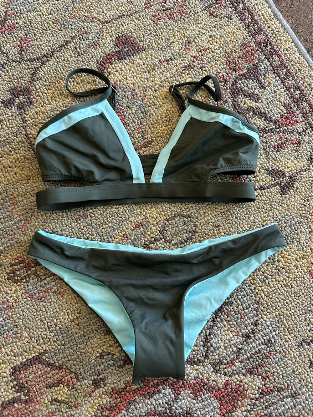 NWOT L*Space Bitsy colorblock bikini set green extra small