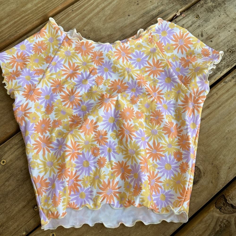 NWT L*Space Wildflower swim crop top Oopsie Daisy