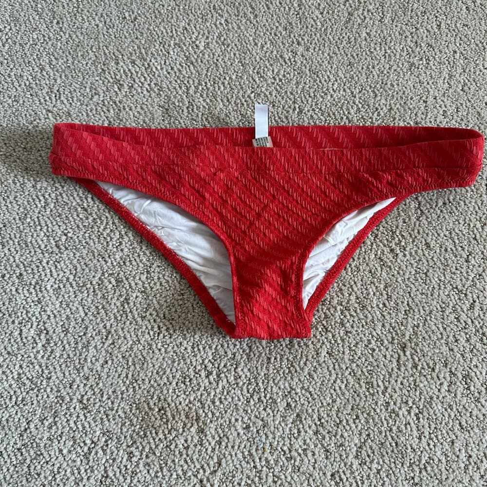 Solid and Striped hipster bikini bottoms red