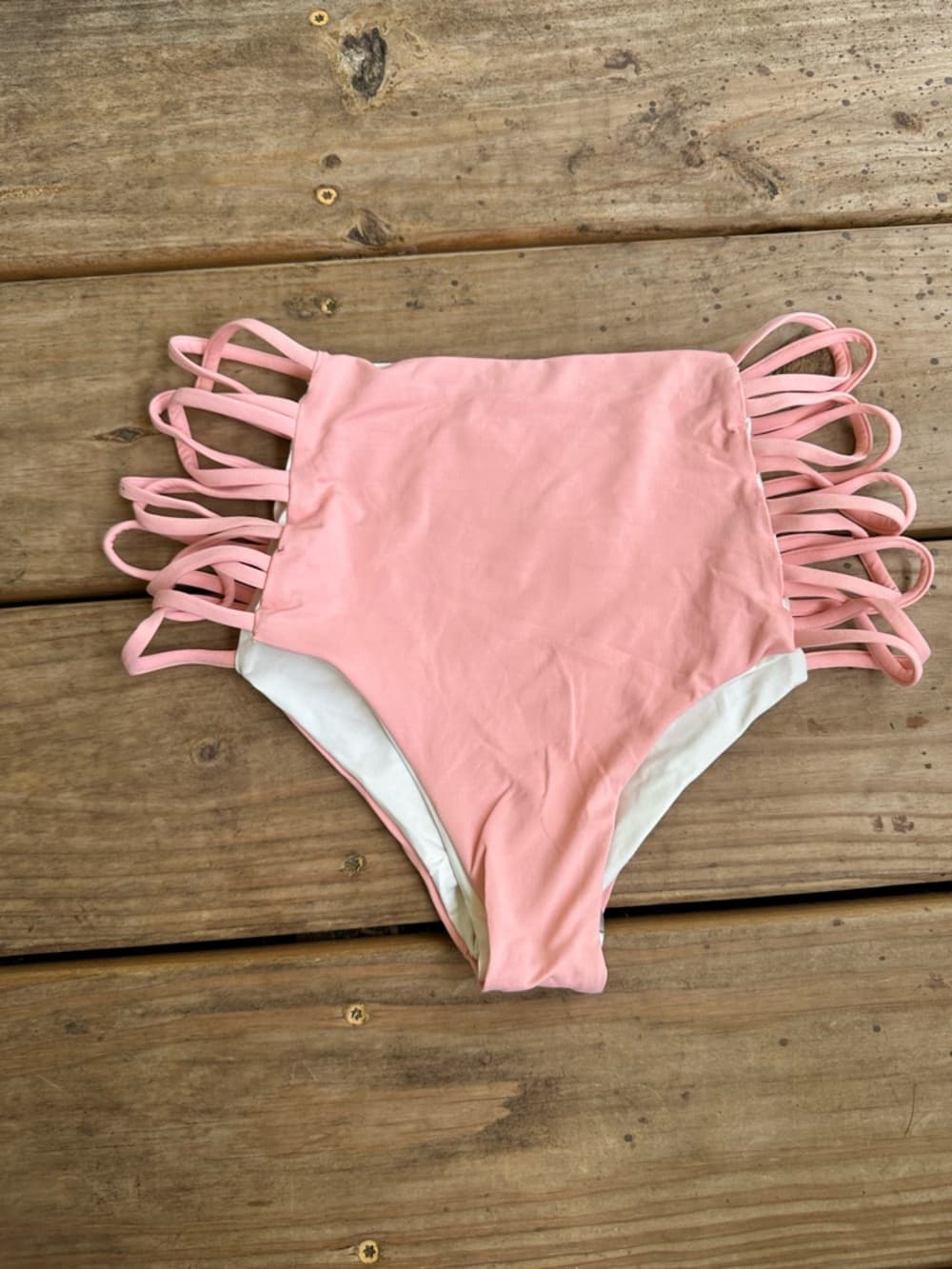 NWOT L*Space Tripp high waist strappy bikini bottoms pink - Thumbnail 2