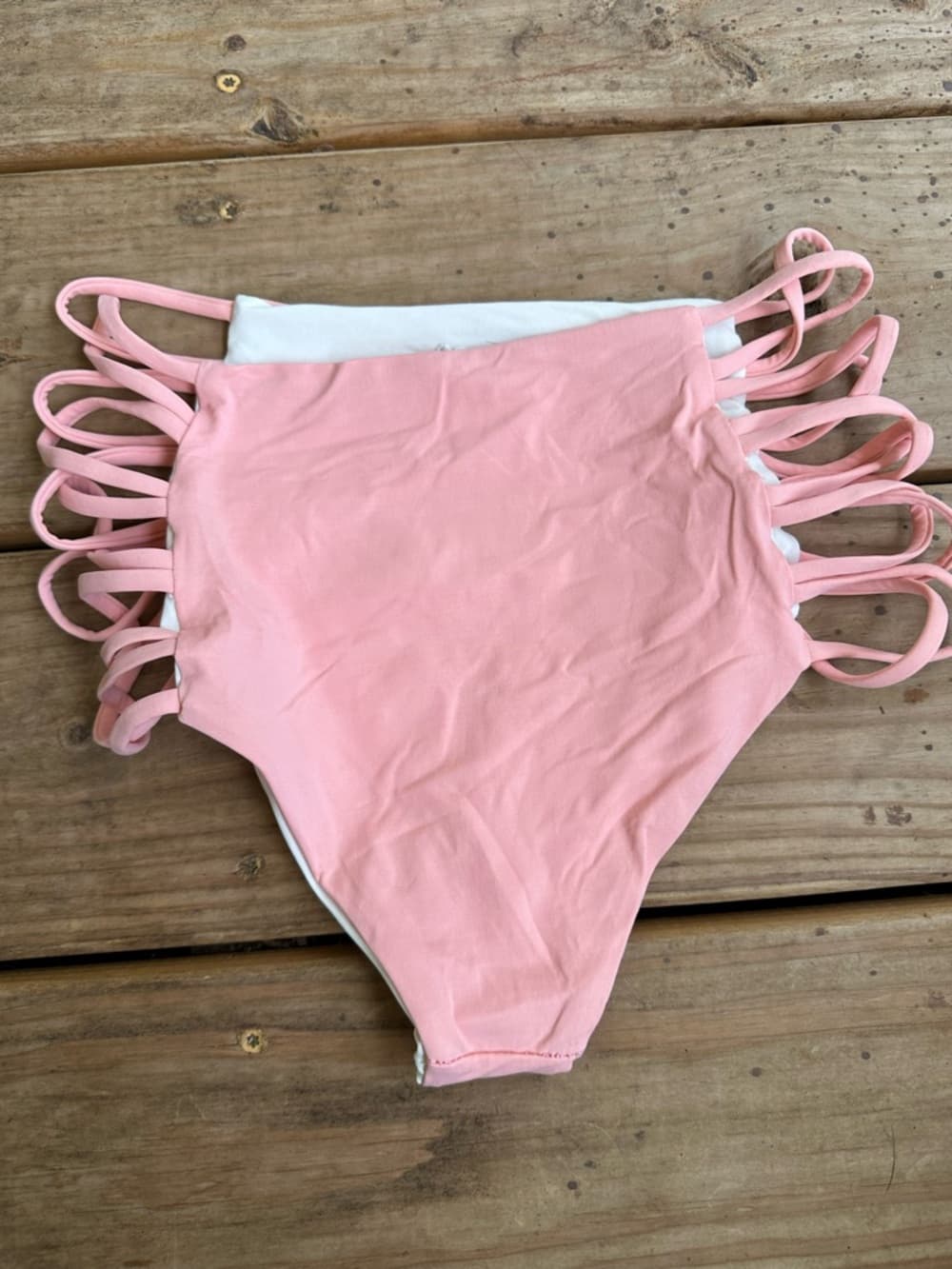 NWOT L*Space Tripp high waist strappy bikini bottoms pink - Thumbnail 4