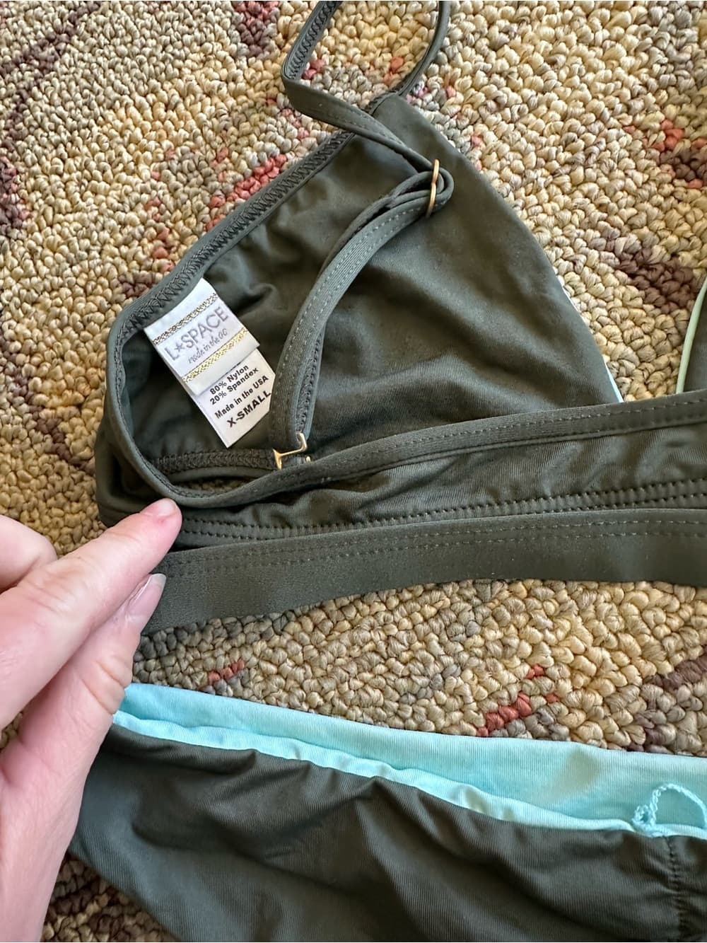 NWOT L*Space Bitsy colorblock bikini set green extra small - Thumbnail 4