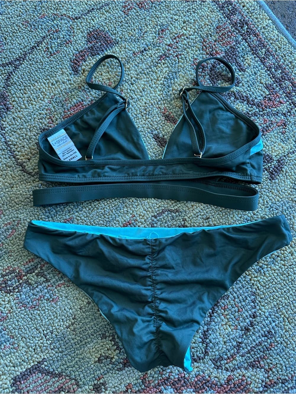 NWOT L*Space Bitsy colorblock bikini set green extra small - Thumbnail 3