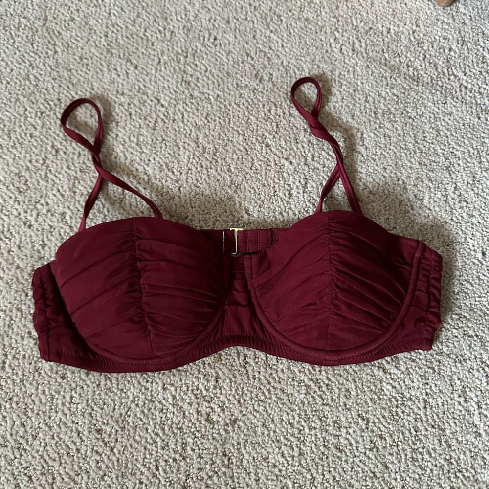 J Crew bustier underwire bikini top burgundy 34B