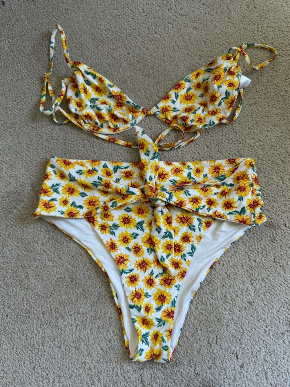 WeWoreWhat Riviera Micro Sunflower bikini set
