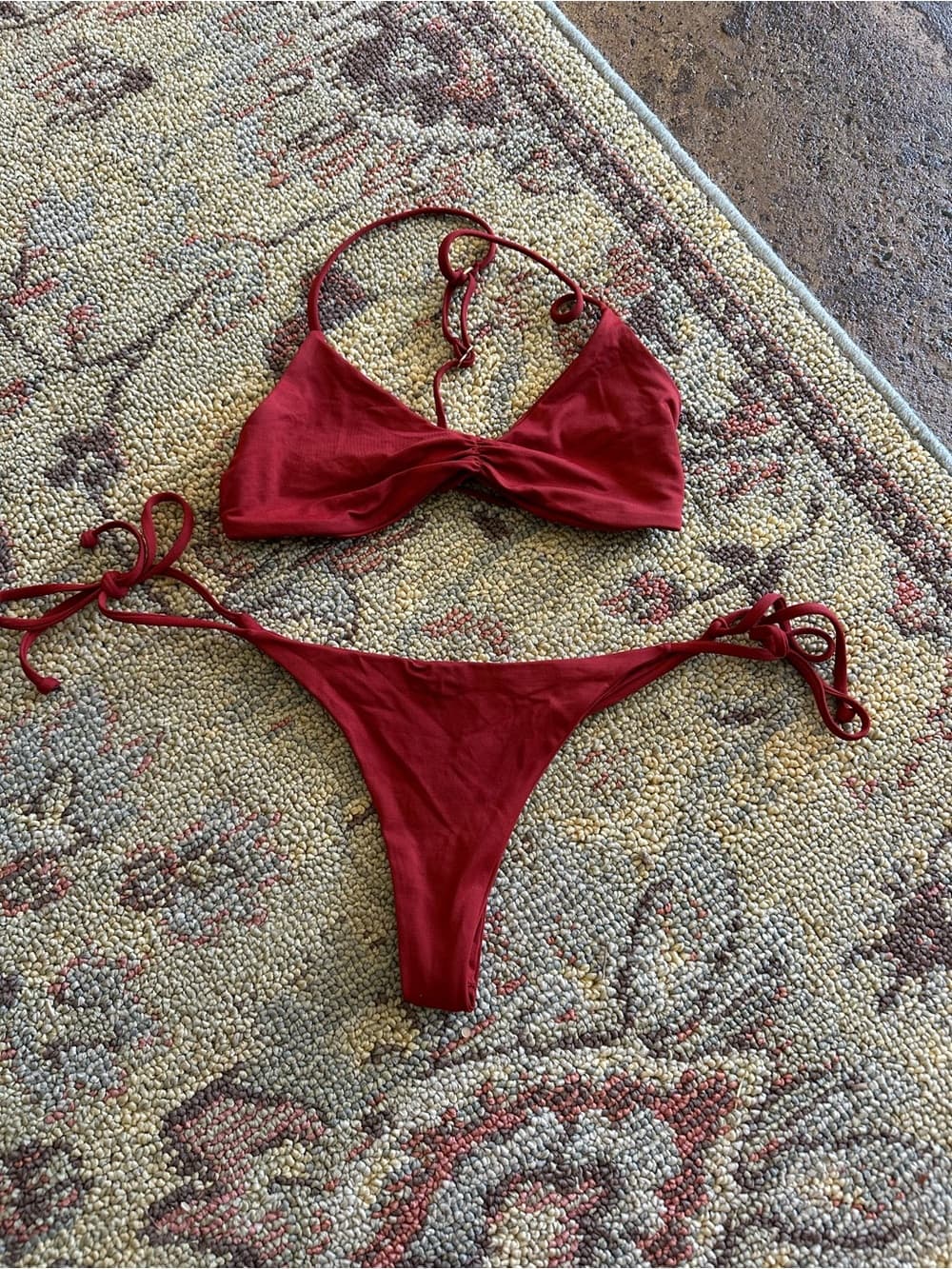 NWOT L*Space Itsy tie bikini rust extra small