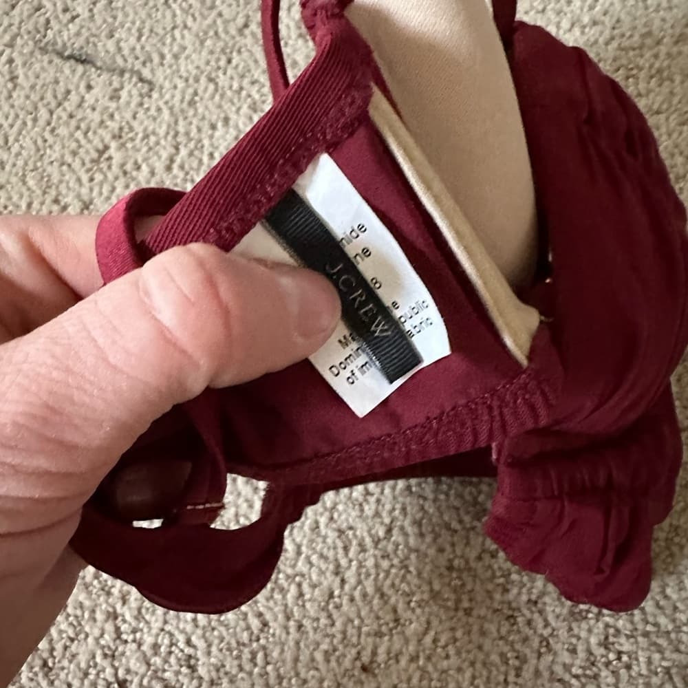 J Crew bustier underwire bikini top burgundy 34B - Thumbnail 3