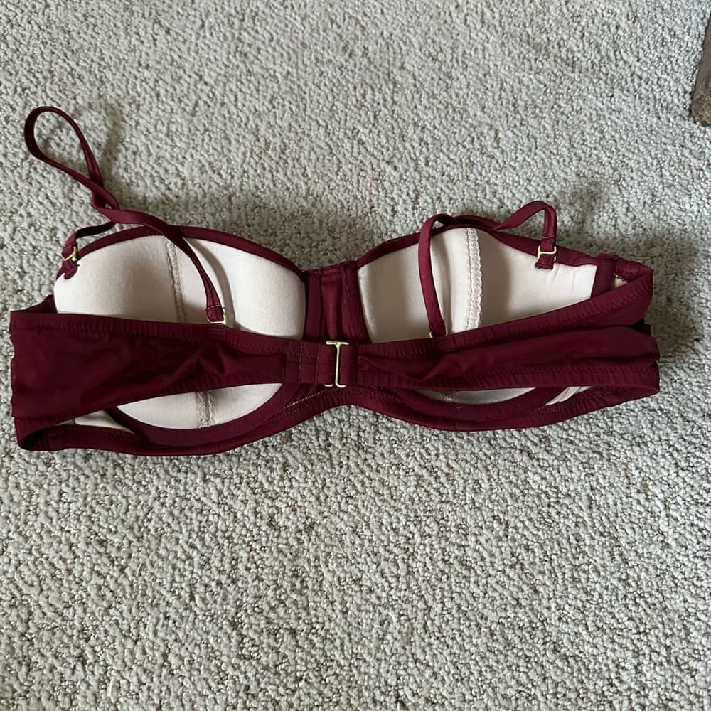 J Crew bustier underwire bikini top burgundy 34B - Thumbnail 2