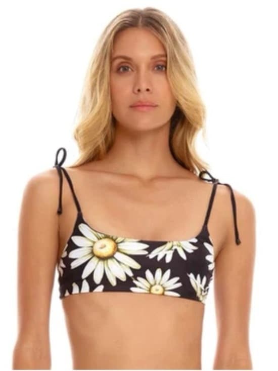 NWT Agua Bendita Genoveva Moss daisy bikini top black - Thumbnail 7