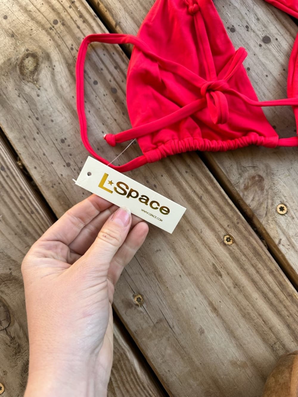 NWT L*Space halter bikini top lipstick red - Thumbnail 3