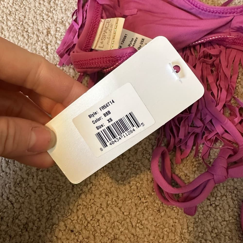 NWT L*Space Audrey fringe bikini top orchid - Thumbnail 3