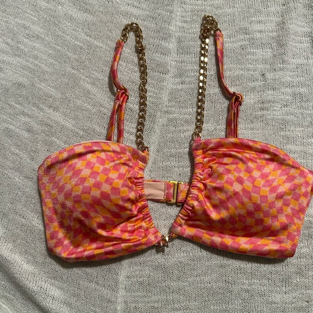 L Space Sammie chain link bikini top heat waves