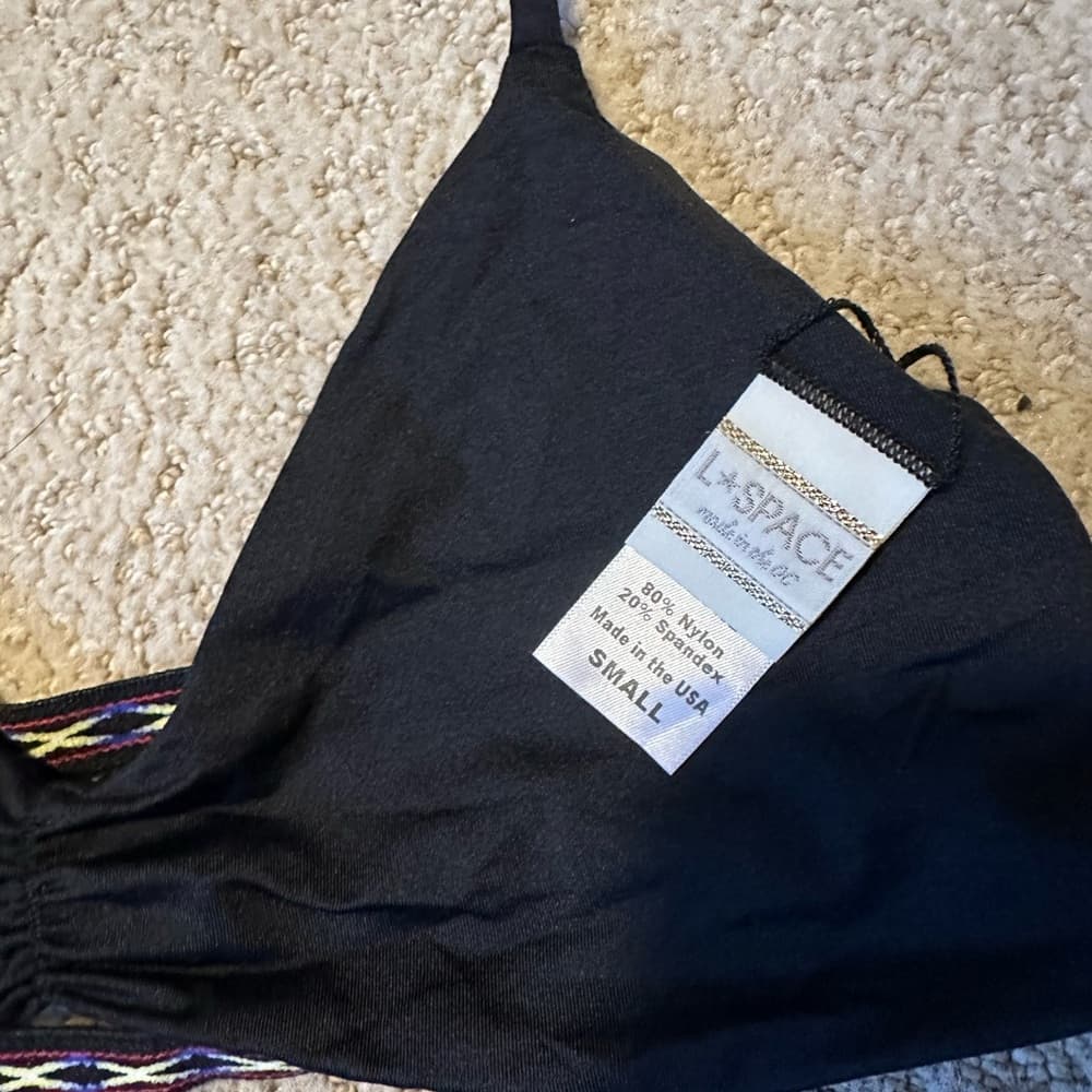 NWOT L*Space strappy back bikini top black - Thumbnail 2