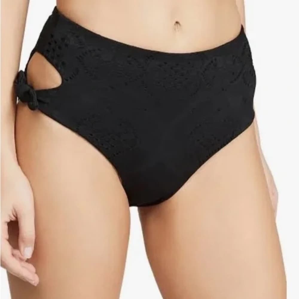 NWOT L*space Bummin eyelet high waist bikini bottoms black - Thumbnail 4