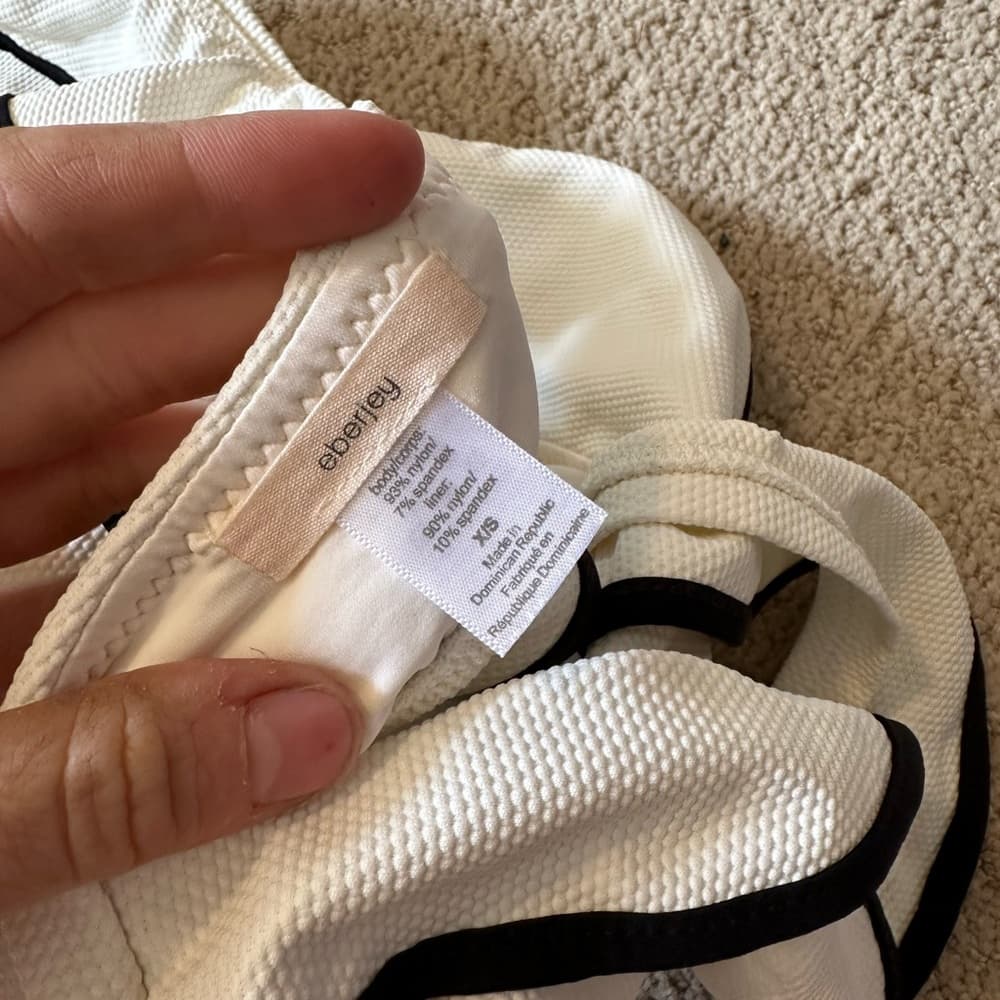 Eberjey Pique Jane bikini top ecru black xs - Thumbnail 3