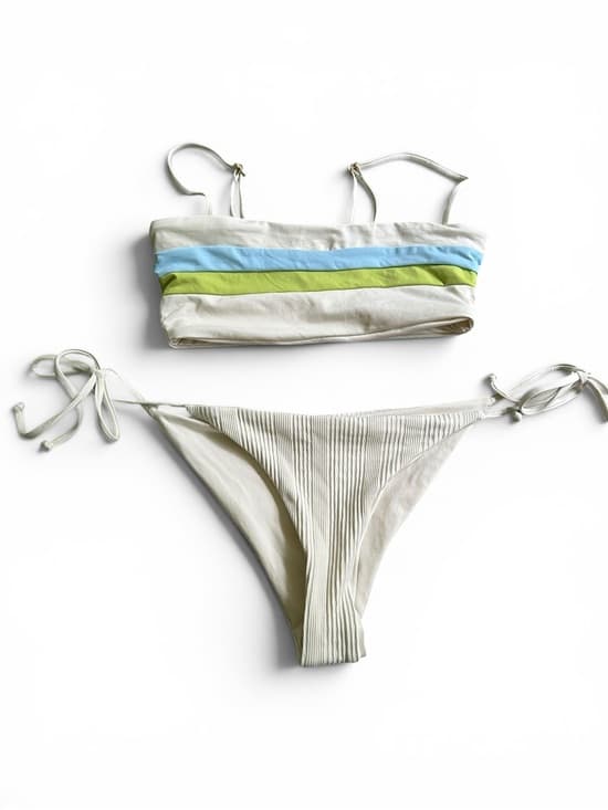 NWOT L*Space Rebel stripe bikini set cream small - Thumbnail 4