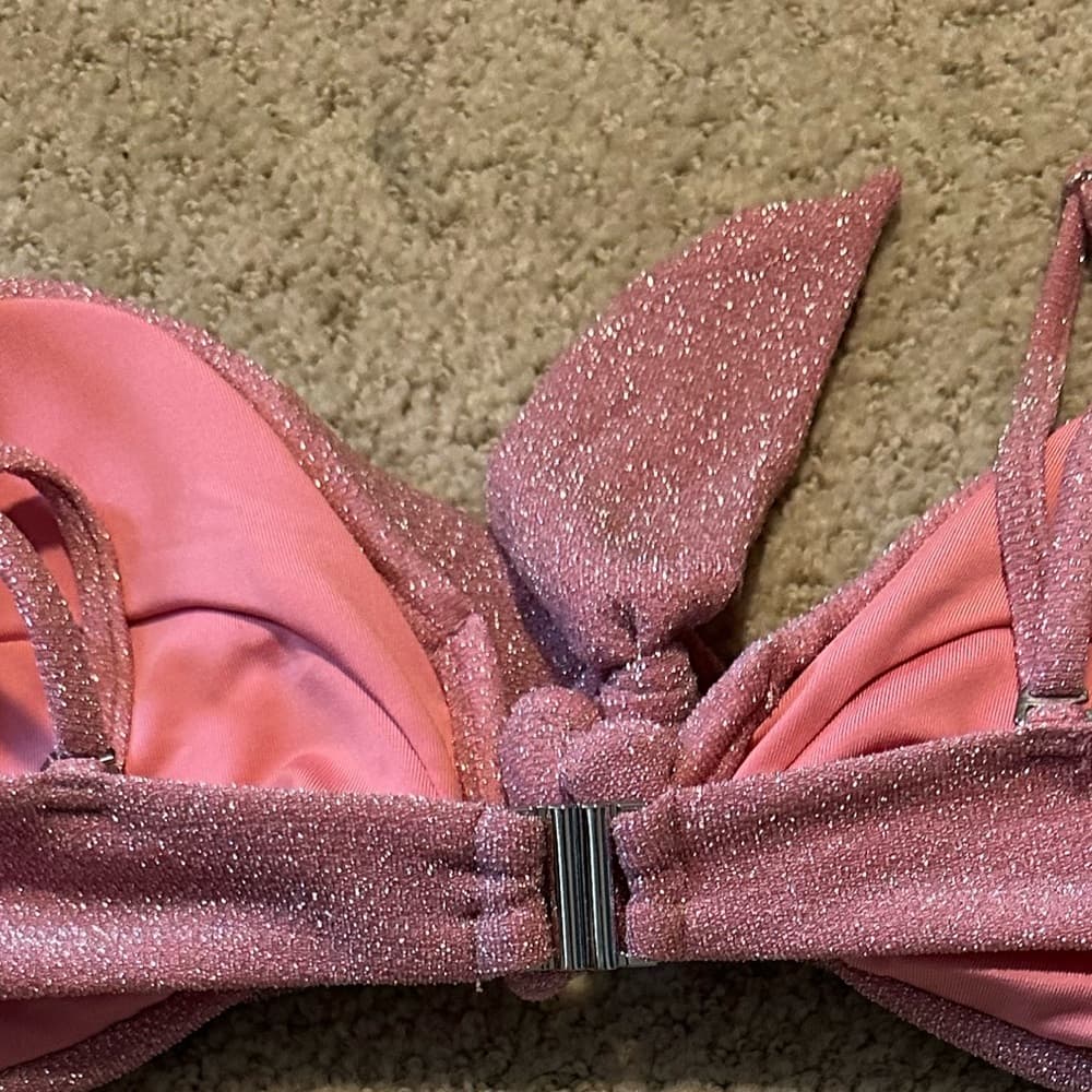 Ramy Brook Venus lurex bow bikini top pink - Thumbnail 4