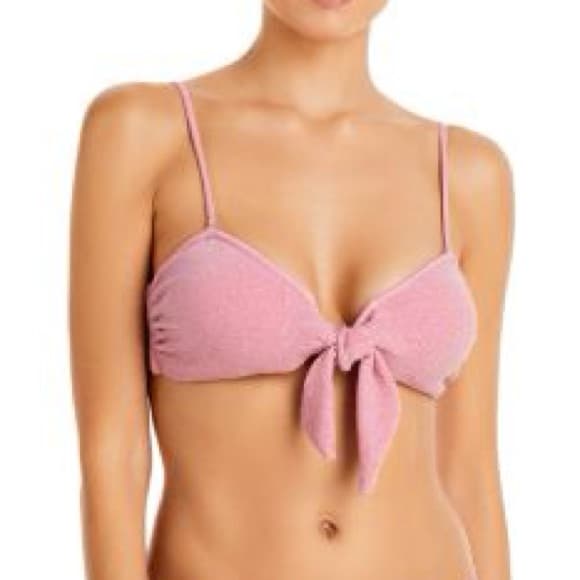 Ramy Brook Venus lurex bow bikini top pink - Thumbnail 6