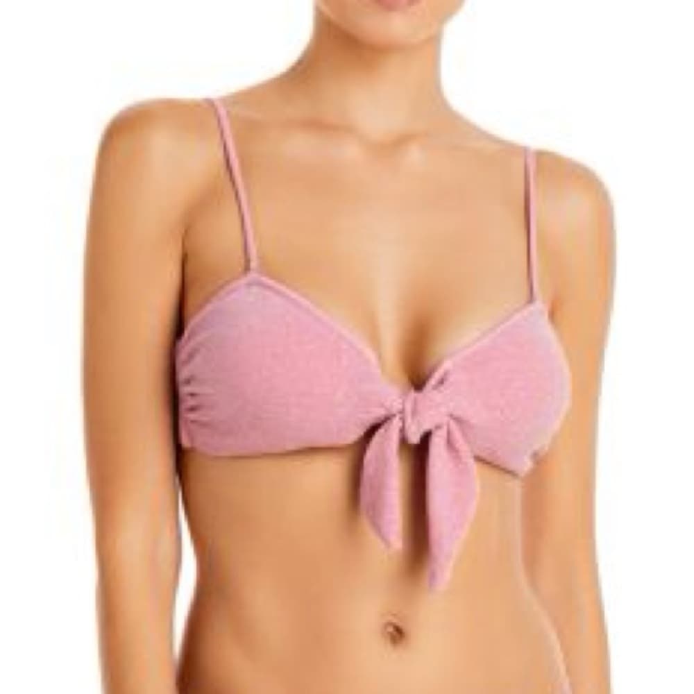 Ramy Brook Venus lurex bow bikini top pink - Thumbnail 5